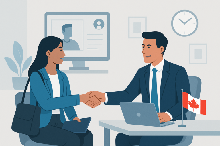 Professional receiving a job offer in a modern office