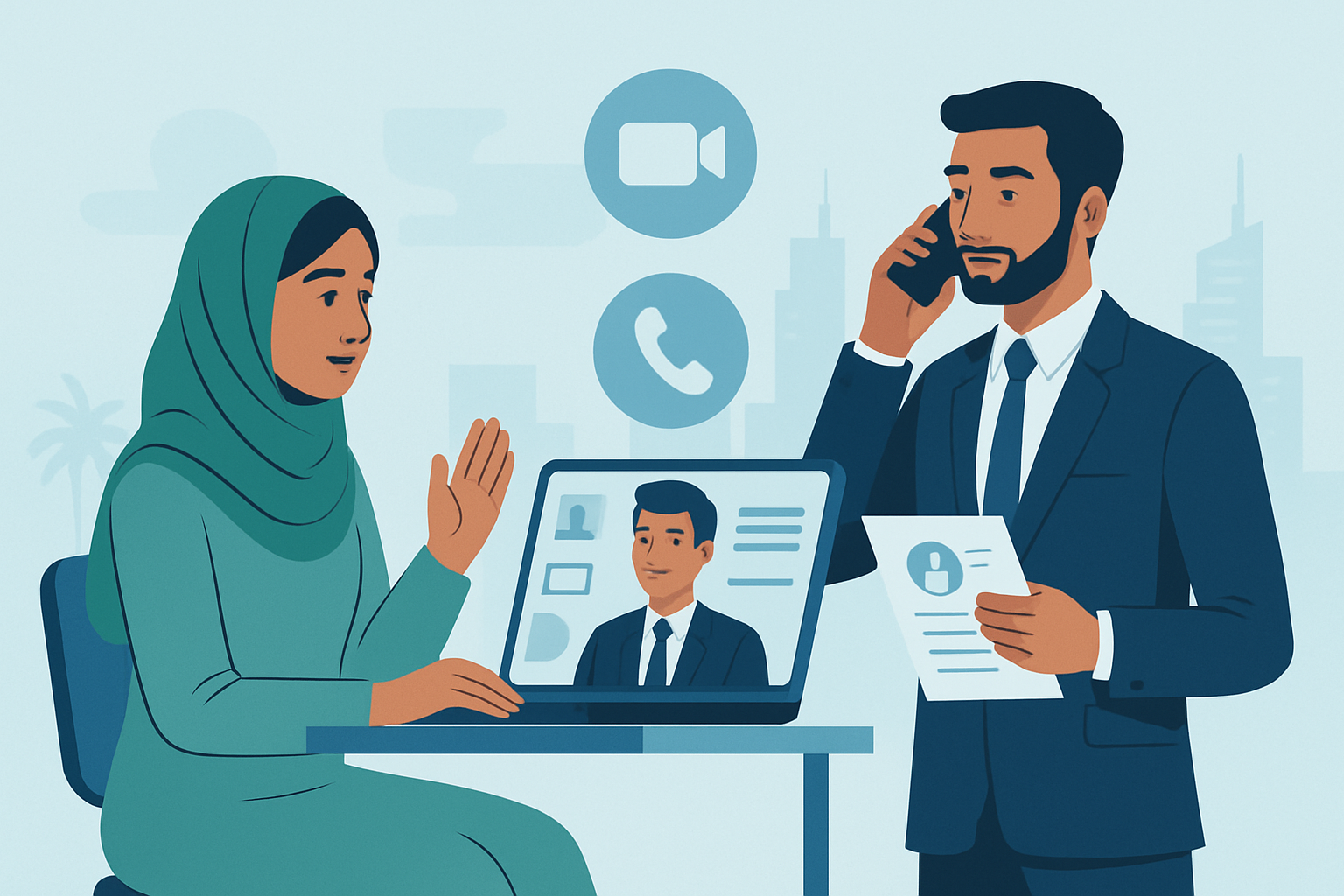 Professional receiving a job offer in a modern office