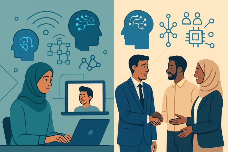 AI professionals networking at a tech community event