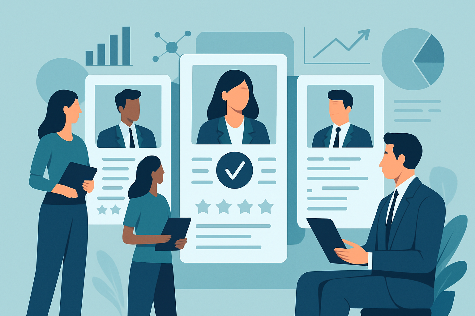 HR recruiter reviewing AI talent profiles